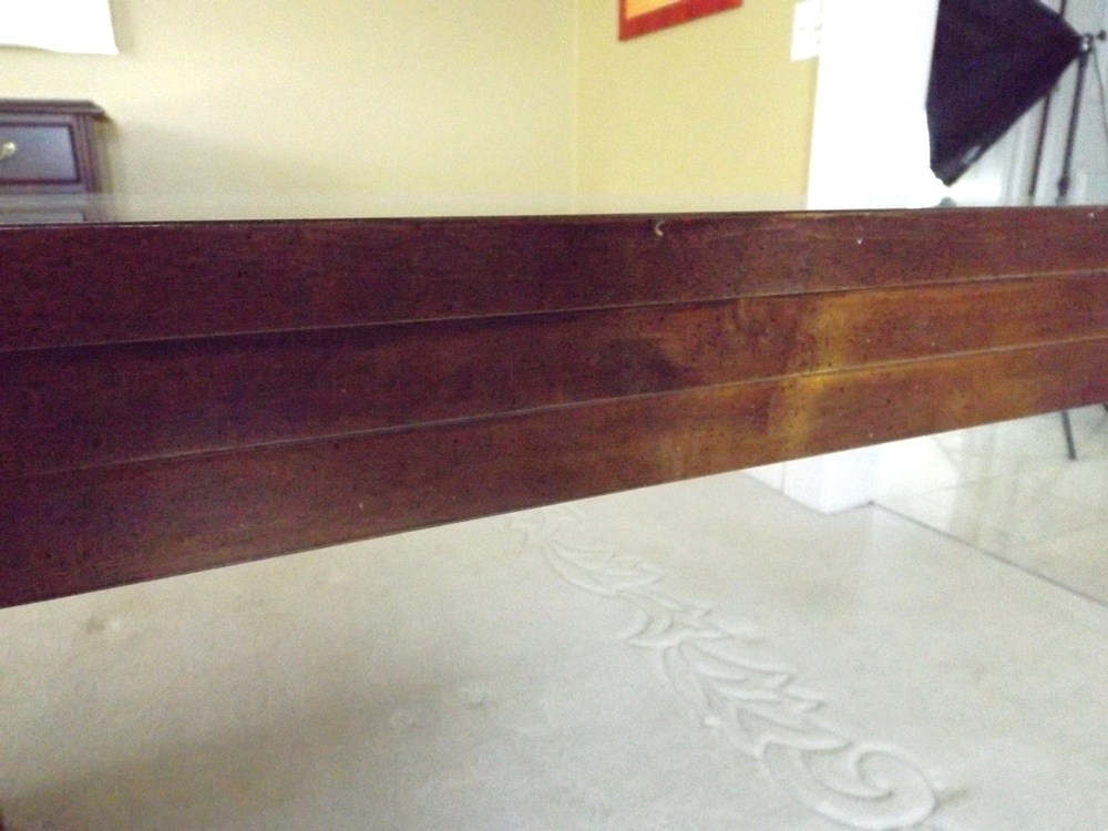 Modern 78" Wide Burl Walnut Top Dining Table with Art Deco Lines