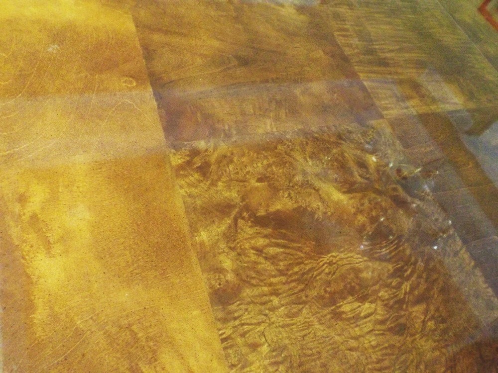 Modern 78" Wide Burl Walnut Top Dining Table with Art Deco Lines