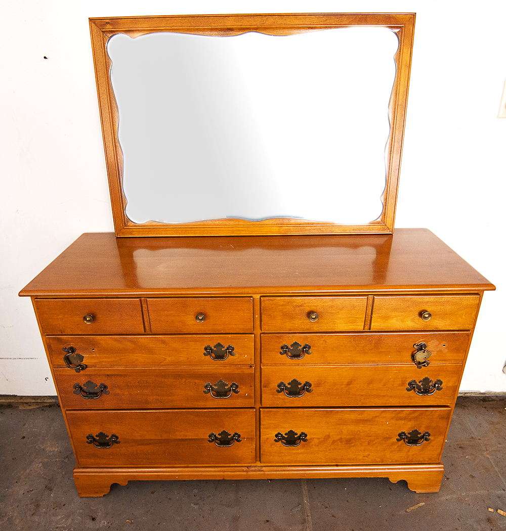 Vintage Ethan Allen Dresser and Wall Mirror