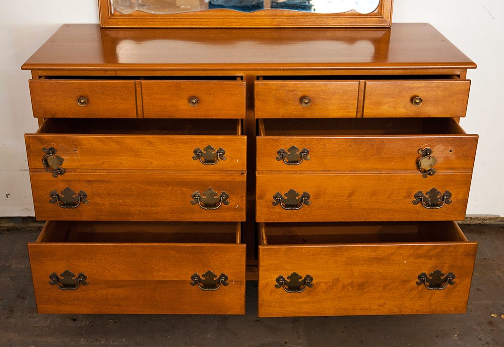 Vintage Ethan Allen Dresser and Wall Mirror