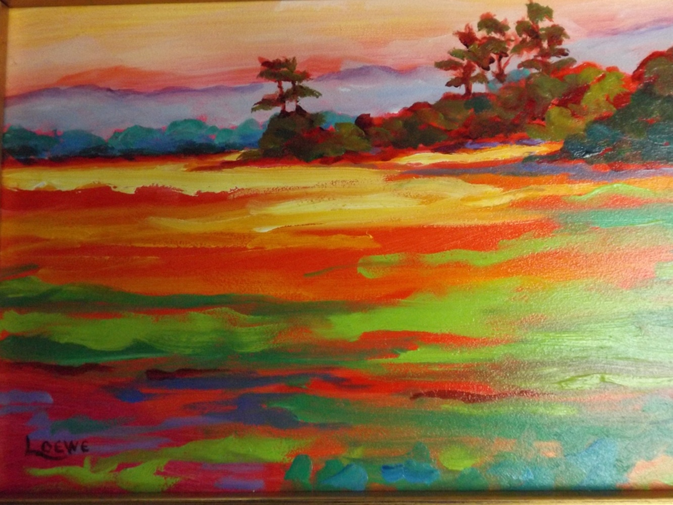 Original Signed Dodie Loewe Oil Landscape on Canvas