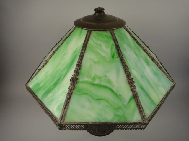 Vintage Art Deco Style Slag Glass Table Lamp
