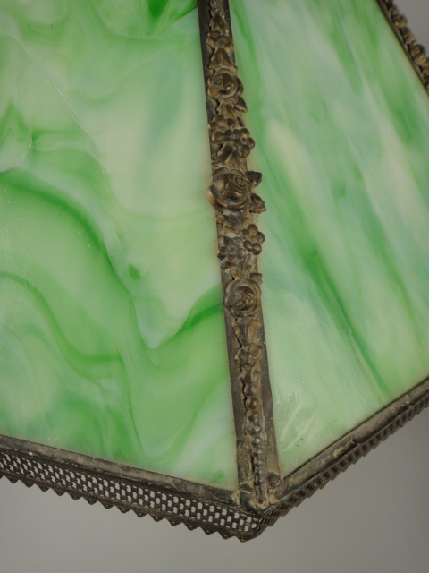 Vintage Art Deco Style Slag Glass Table Lamp