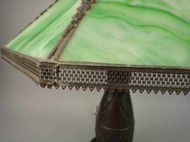 Vintage Art Deco Style Slag Glass Table Lamp