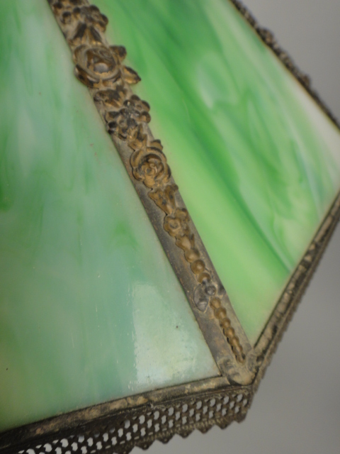 Vintage Art Deco Style Slag Glass Table Lamp