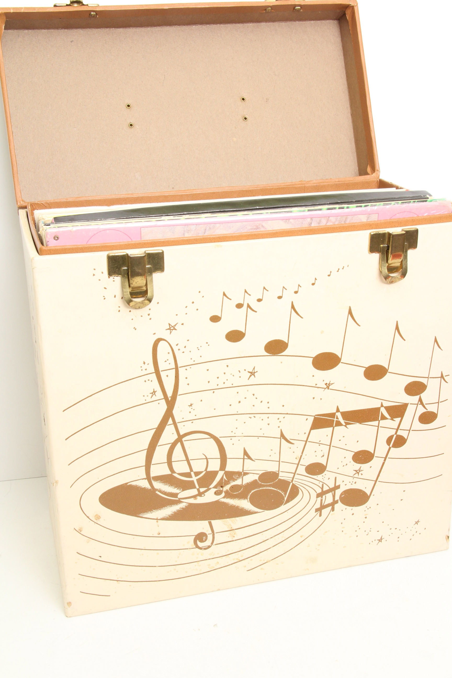 Vintage Mid-Century LP Carrying Case with Children's Records