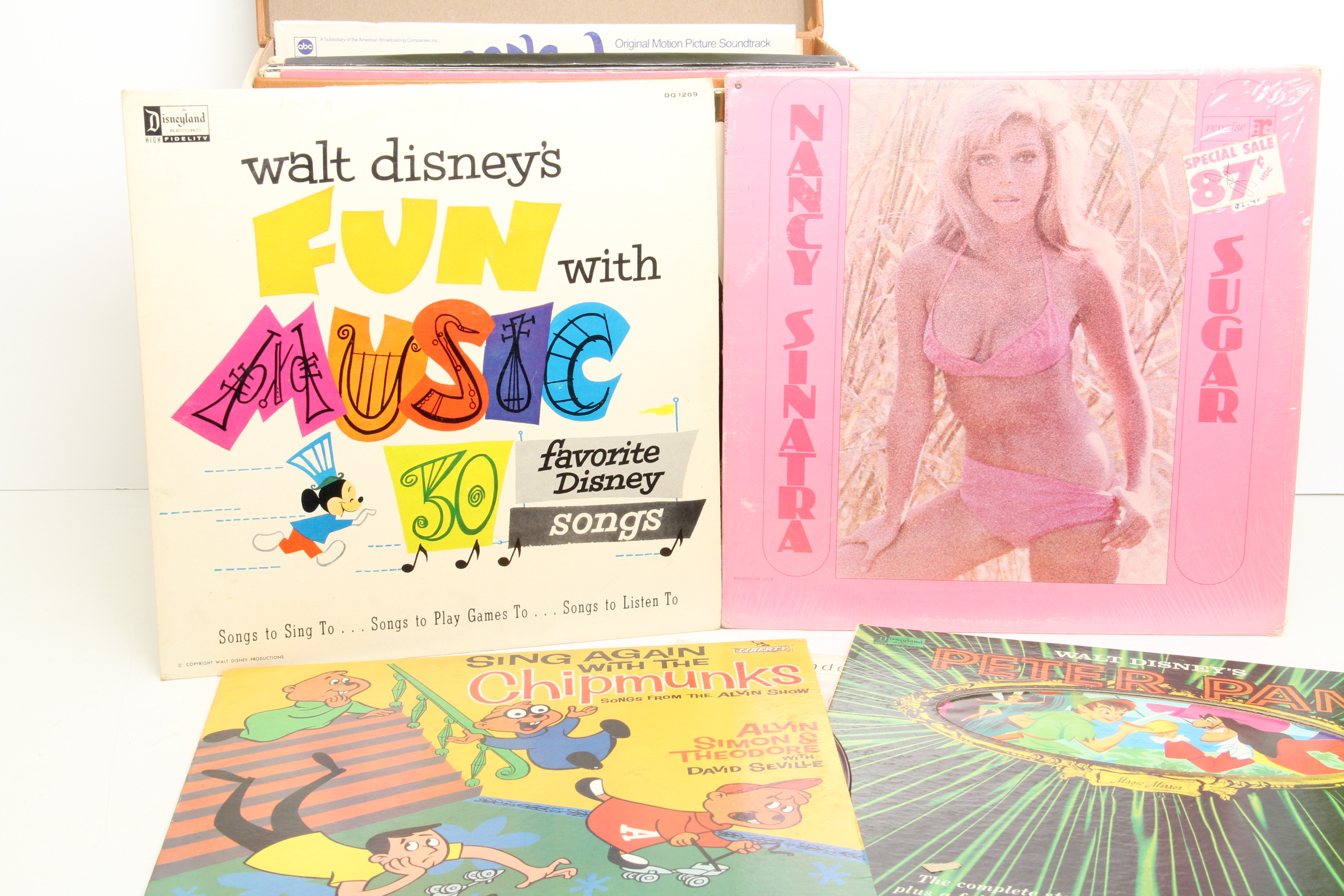 Vintage Mid-Century LP Carrying Case with Children's Records