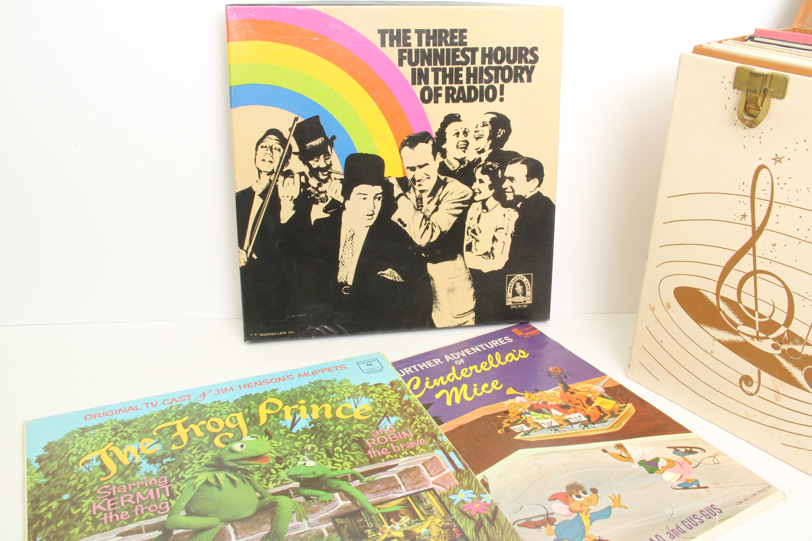 Vintage Mid-Century LP Carrying Case with Children's Records