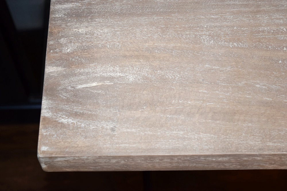 Desk or Vanity Table in White Wash Finish with "X" Metal Base