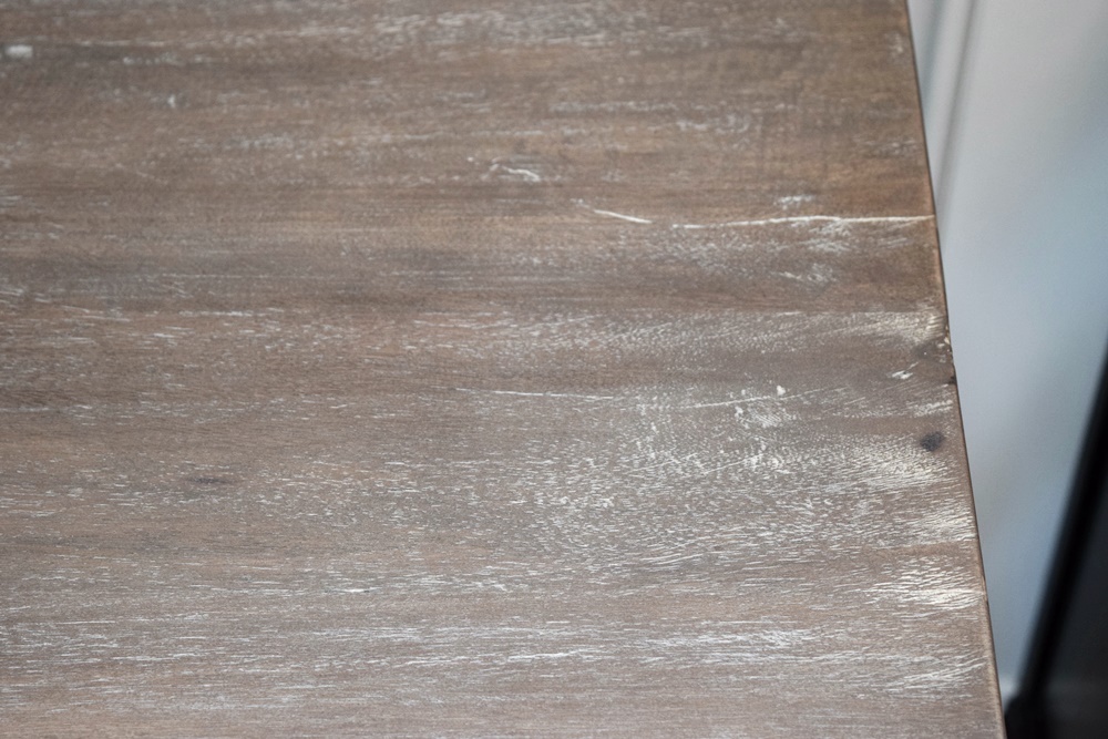 Desk or Vanity Table in White Wash Finish with "X" Metal Base