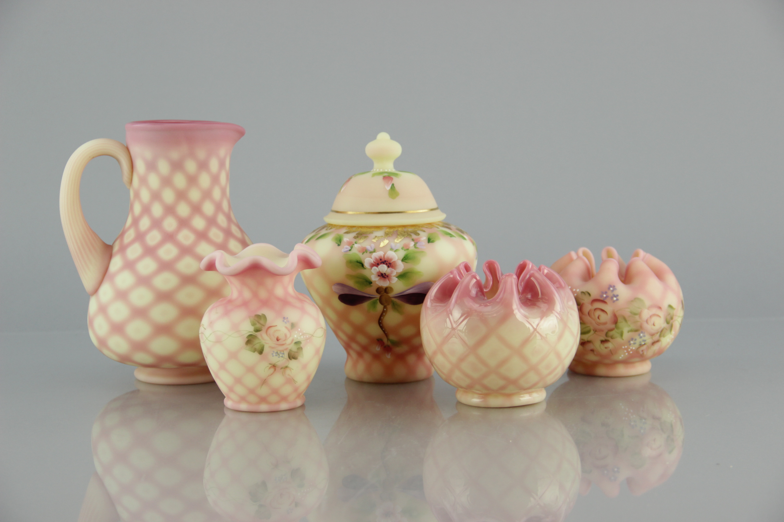 Collection of Fenton Burmese Glass