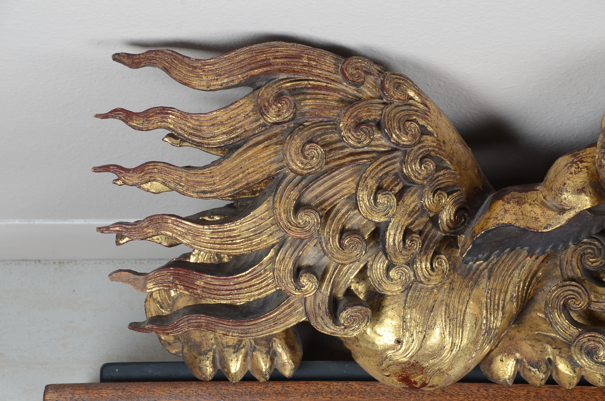 Pair of Gilt Wooden Foo Dogs