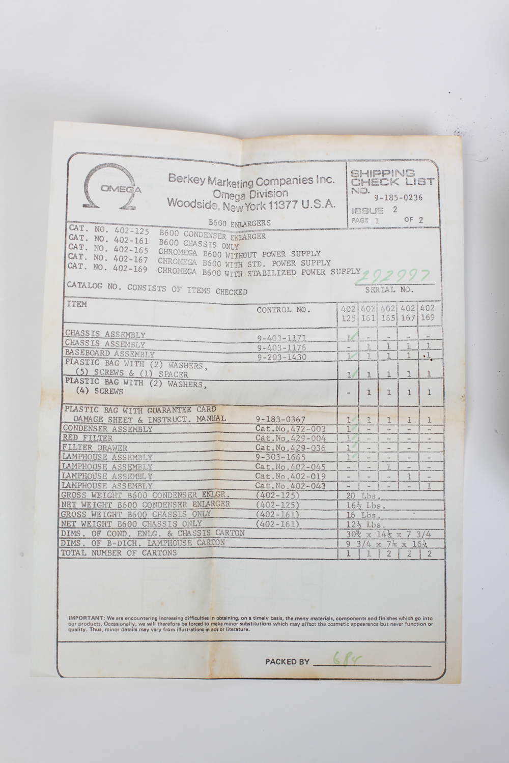 Omega 600 Condenser Enlarger