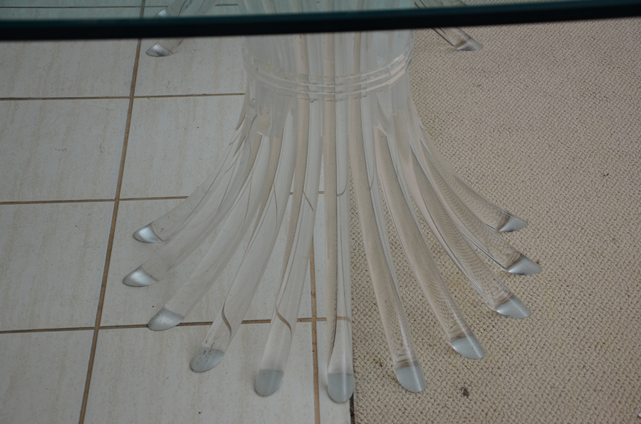 Hollywood Regency Style Glass Top Lucite Sheaf of Wheat Table