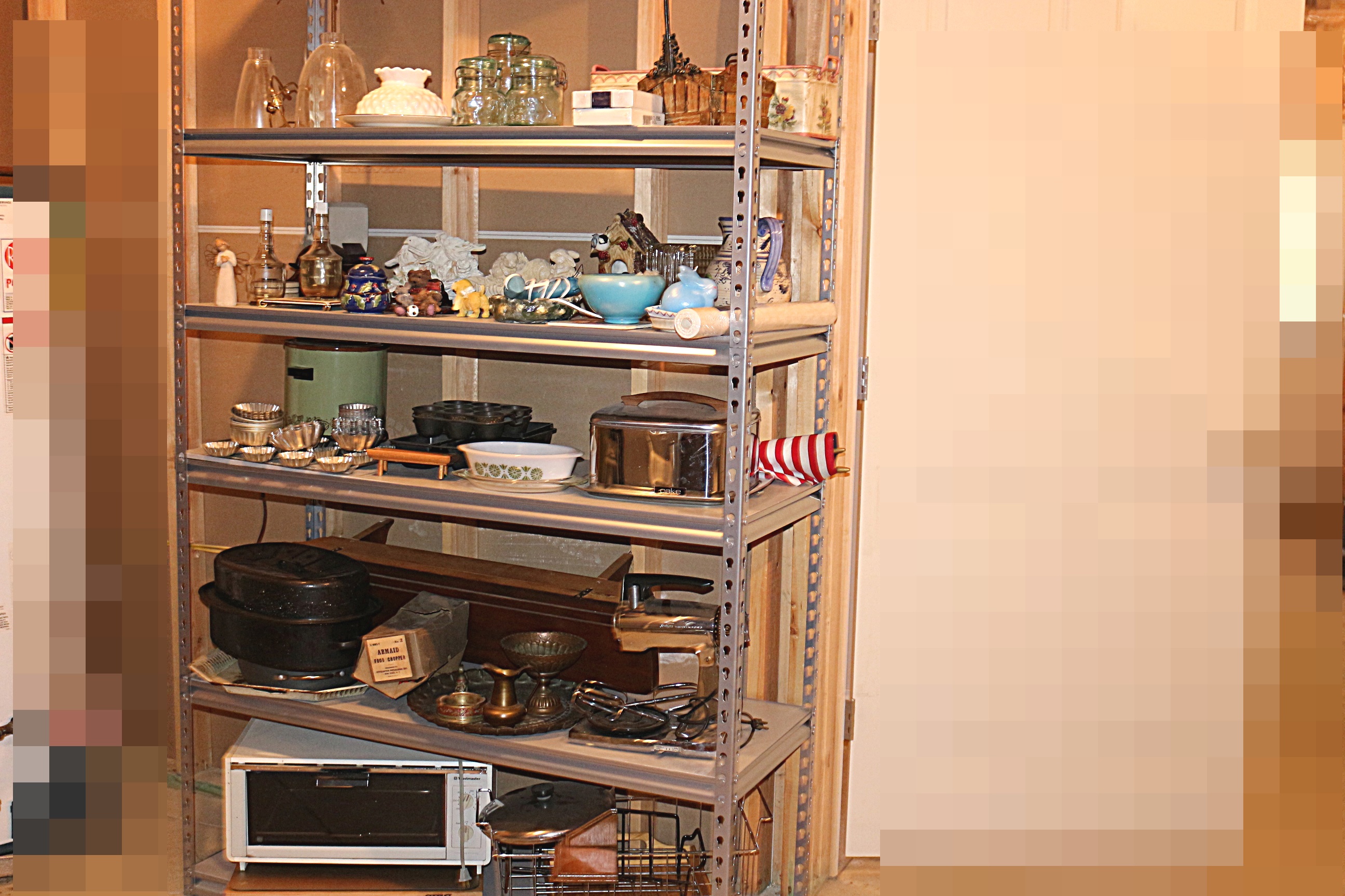 Sturdy Six Shelve Unit with Decor and Household Group
