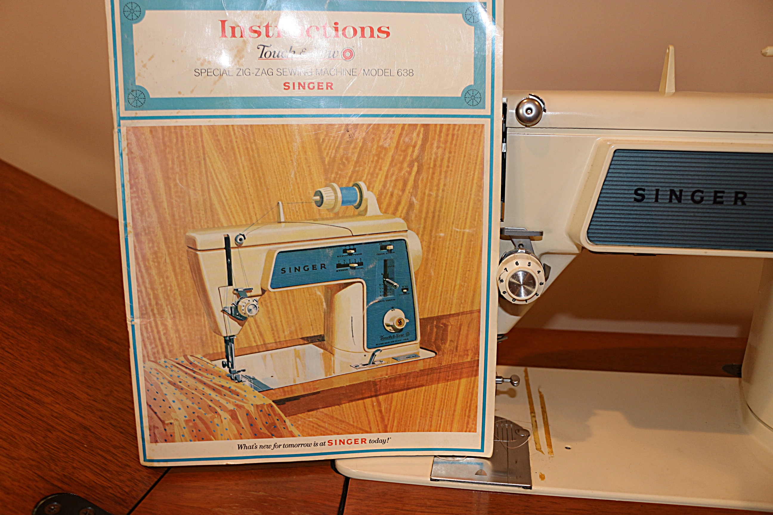 Vintage Singer Touch-N-Sew Sewing Machine and Cabinet