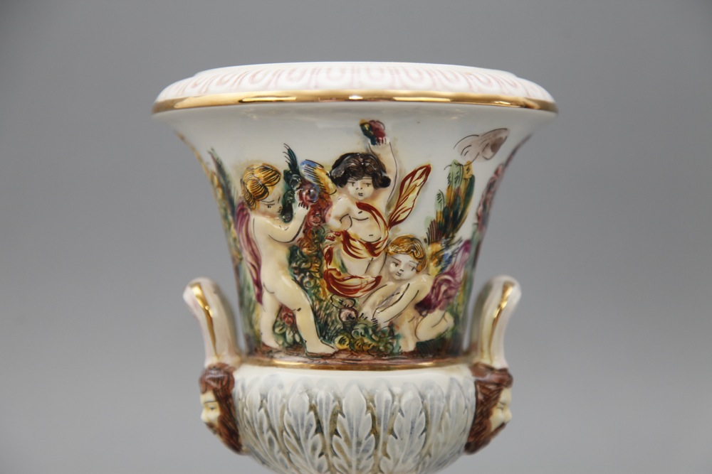 Vintage Capodimonte Cherub Vase