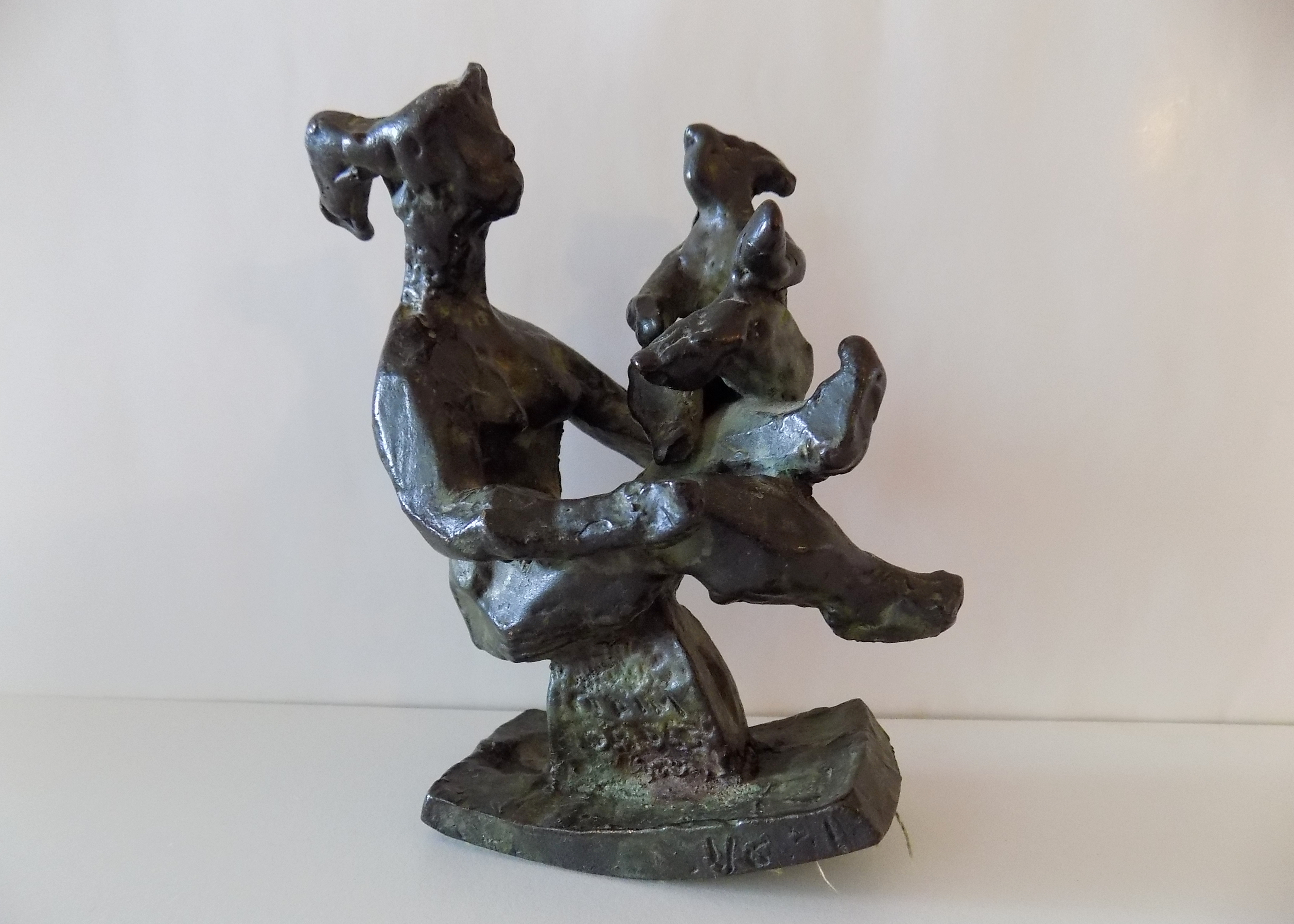 Chaim Gross Cast Bronze Sculpture Rocking Mother and Child