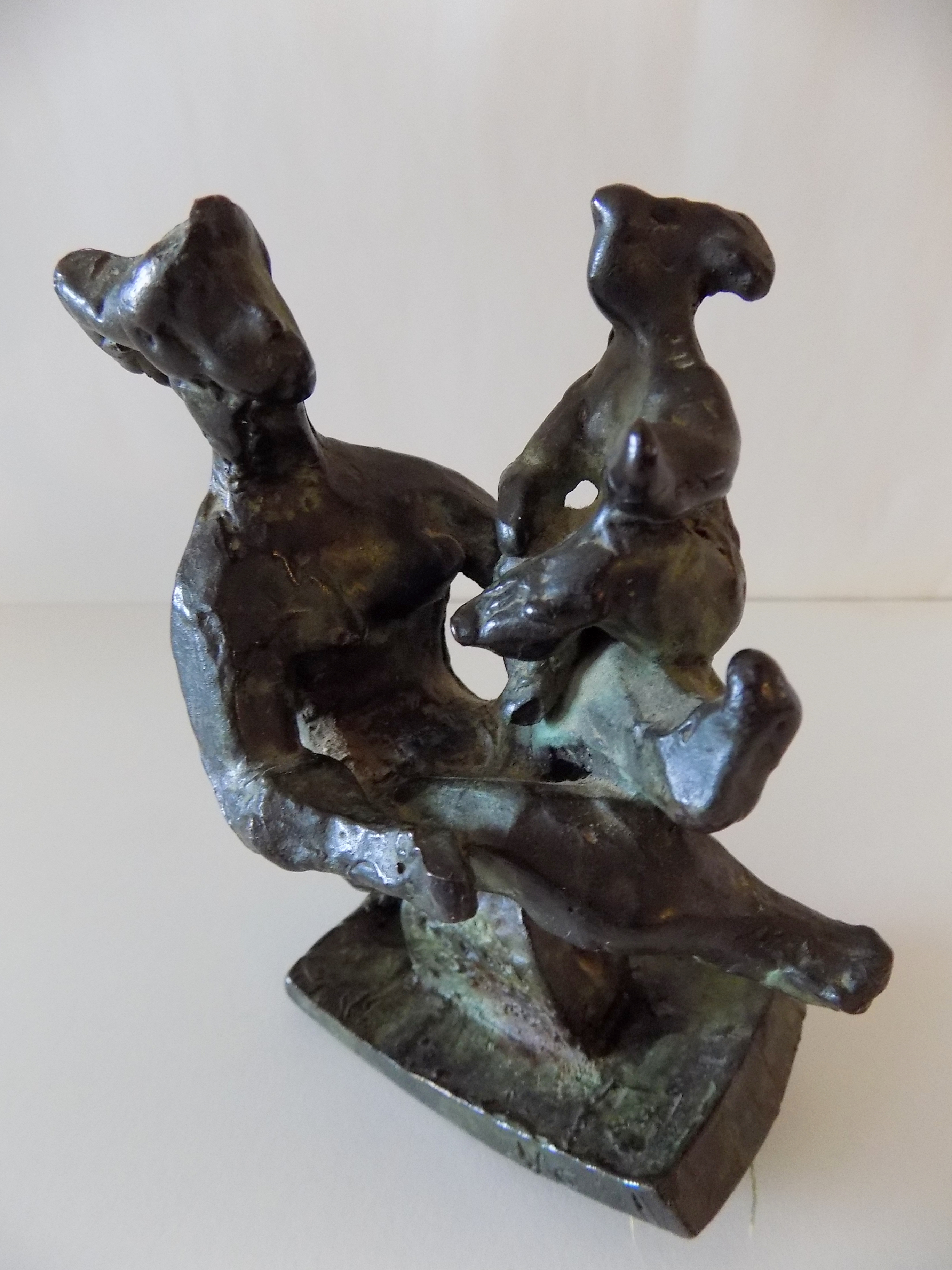 Chaim Gross Cast Bronze Sculpture Rocking Mother and Child
