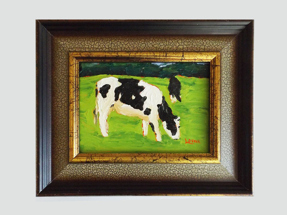 Original Signed Oil on Canvas Cow Painting