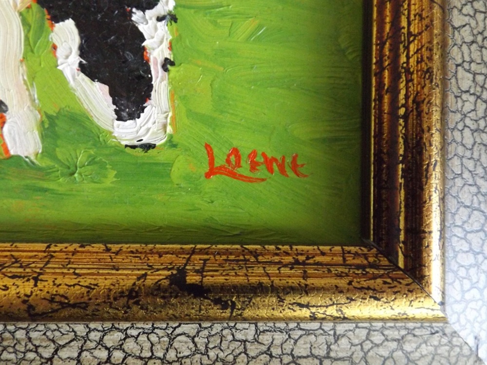 Original Signed Oil on Canvas Cow Painting