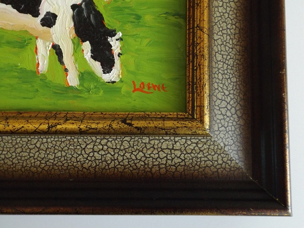 Original Signed Oil on Canvas Cow Painting
