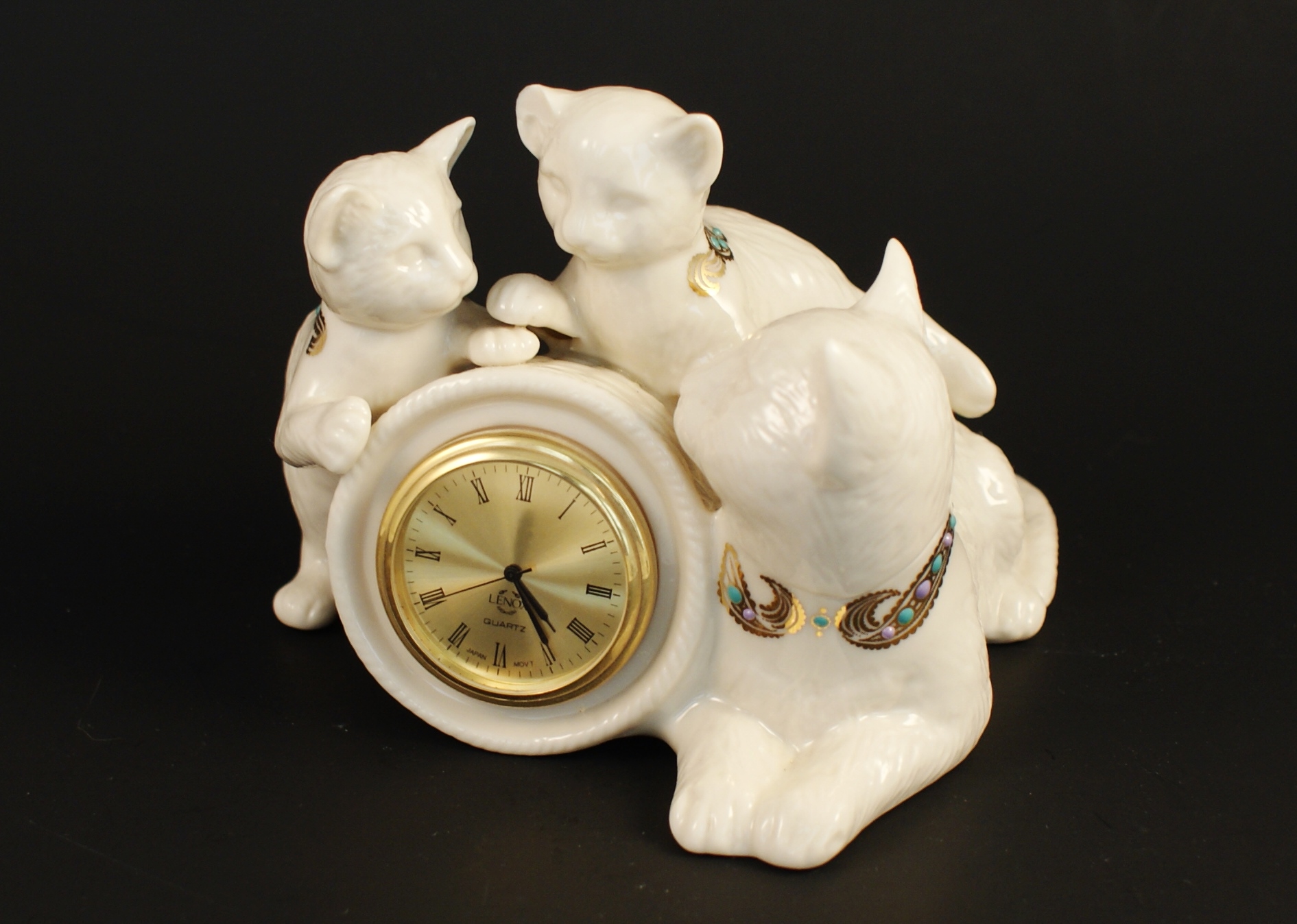 Lenox China Jewels Collection Cats Clock