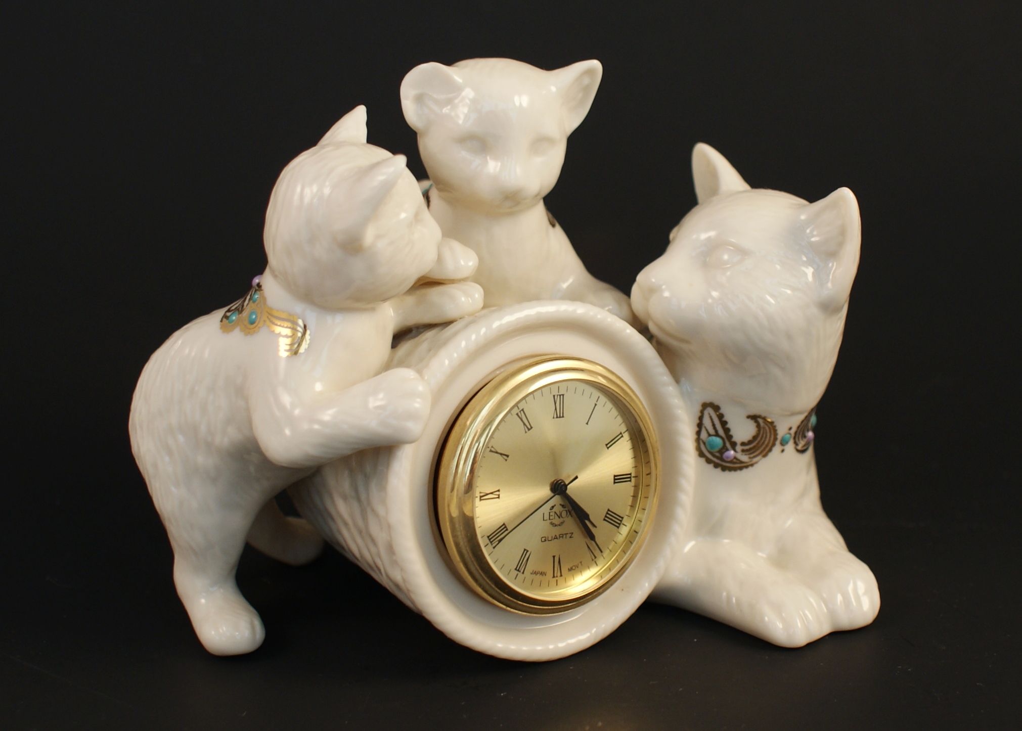Lenox China Jewels Collection Cats Clock