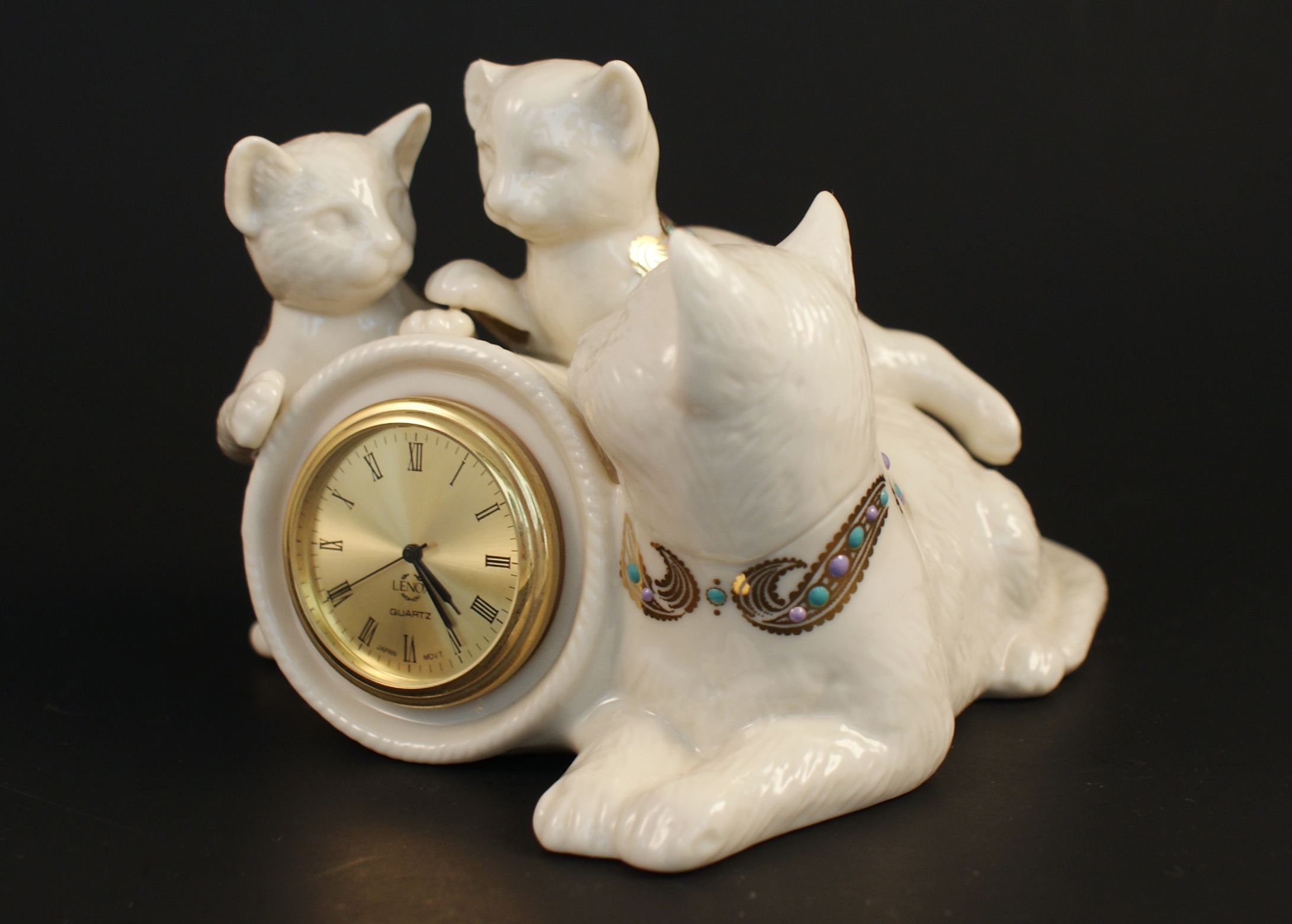 Lenox China Jewels Collection Cats Clock