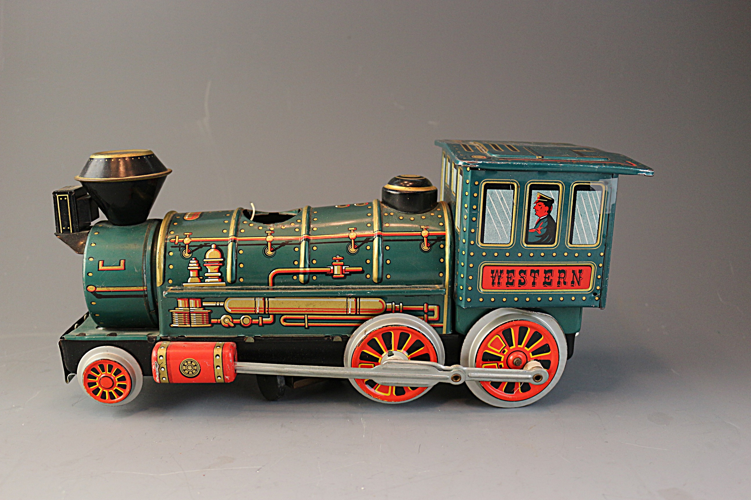 Vintage Battery Operated Tin Litho Western Train