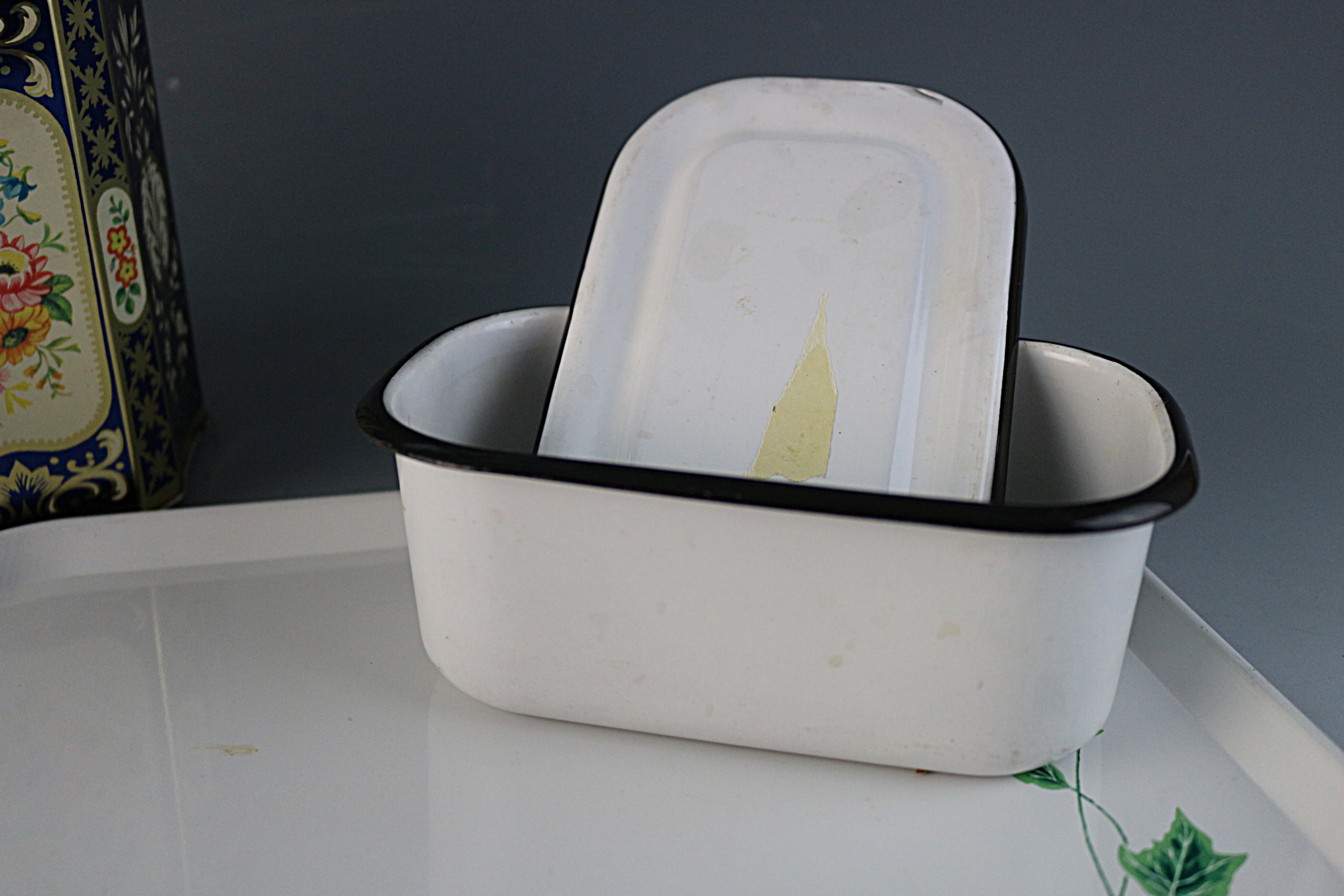 Vintage White Enamelware and Tin Decor