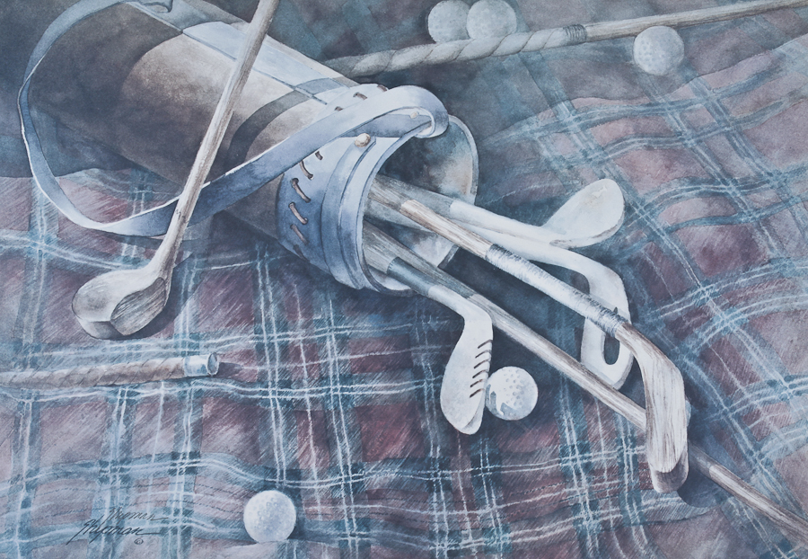 Photo Offset Lithograph of "Antique Golf Clubs" by B. Shipman