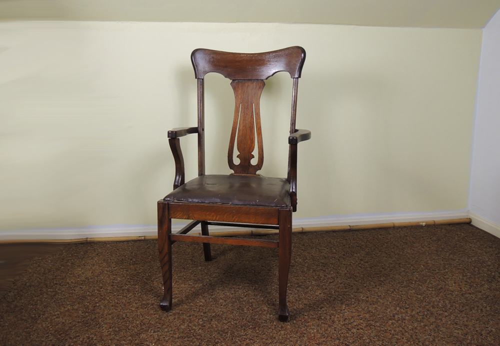Antique Josiah Partridge & Sons Oak Arm Chair