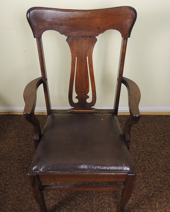 Antique Josiah Partridge & Sons Oak Arm Chair
