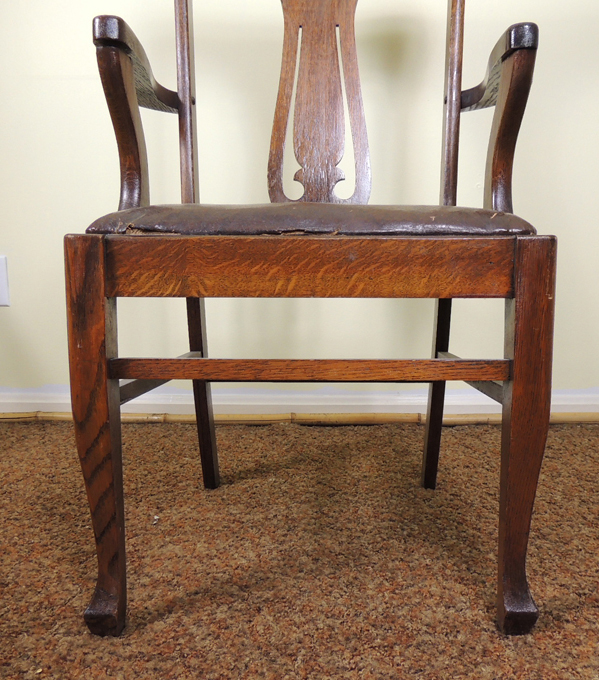 Antique Josiah Partridge & Sons Oak Arm Chair