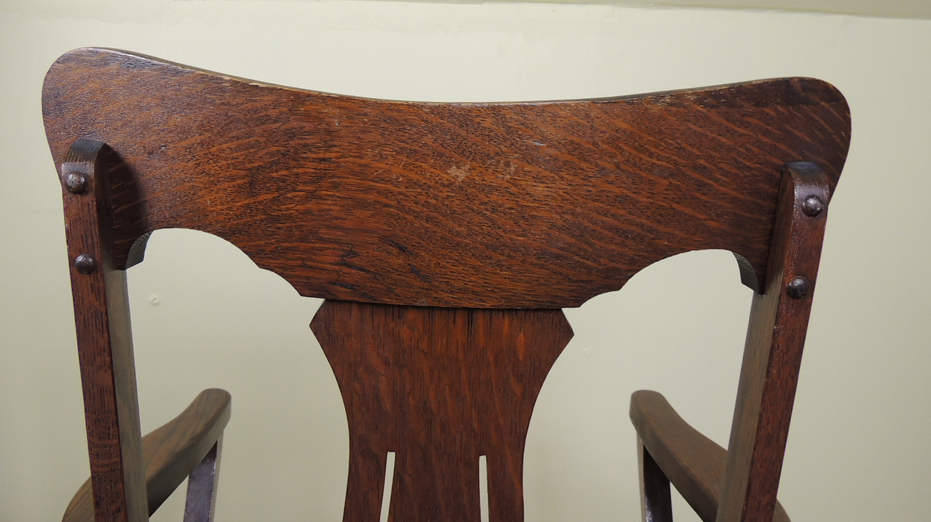 Antique Josiah Partridge & Sons Oak Arm Chair