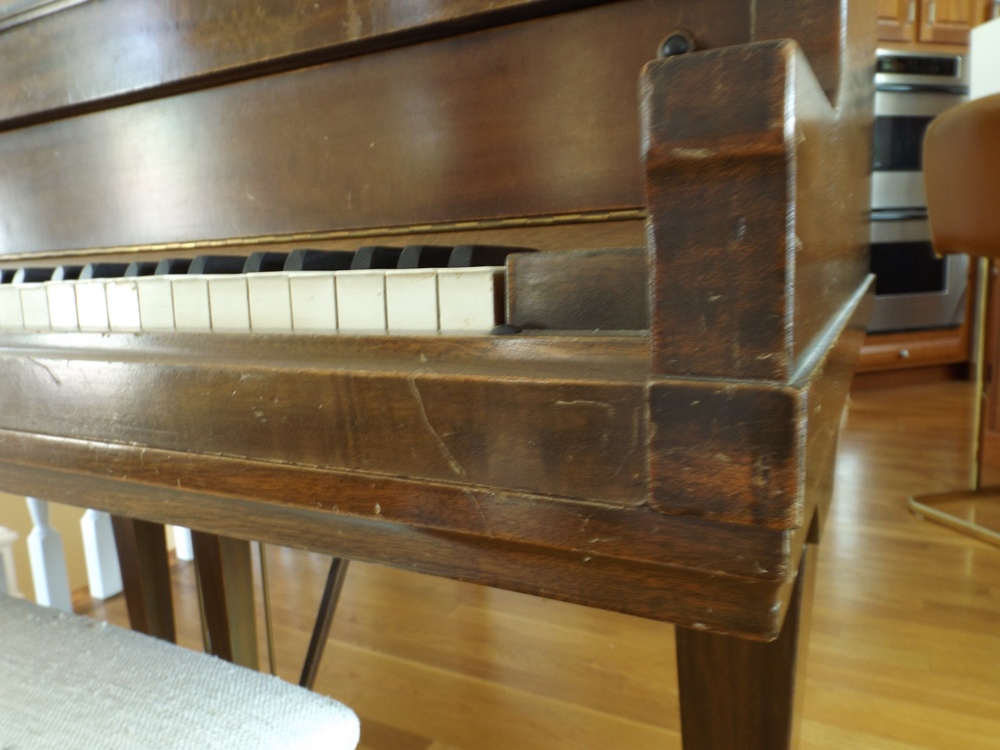 Vintage Mathushek Piano in Mahogany and Upholstered Bench