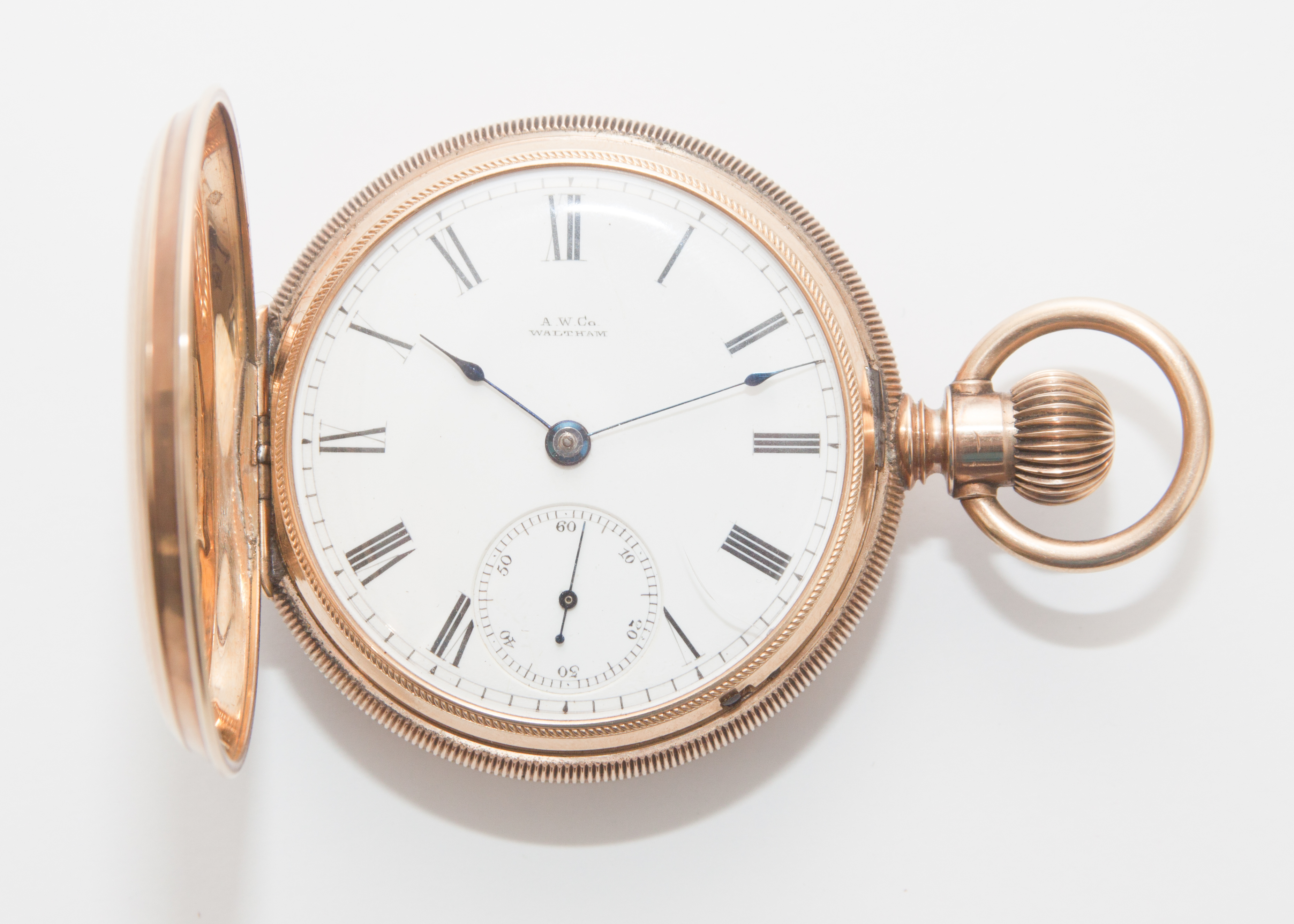 A.W. Co Waltham Gold Plated Pocket Watch with Fob