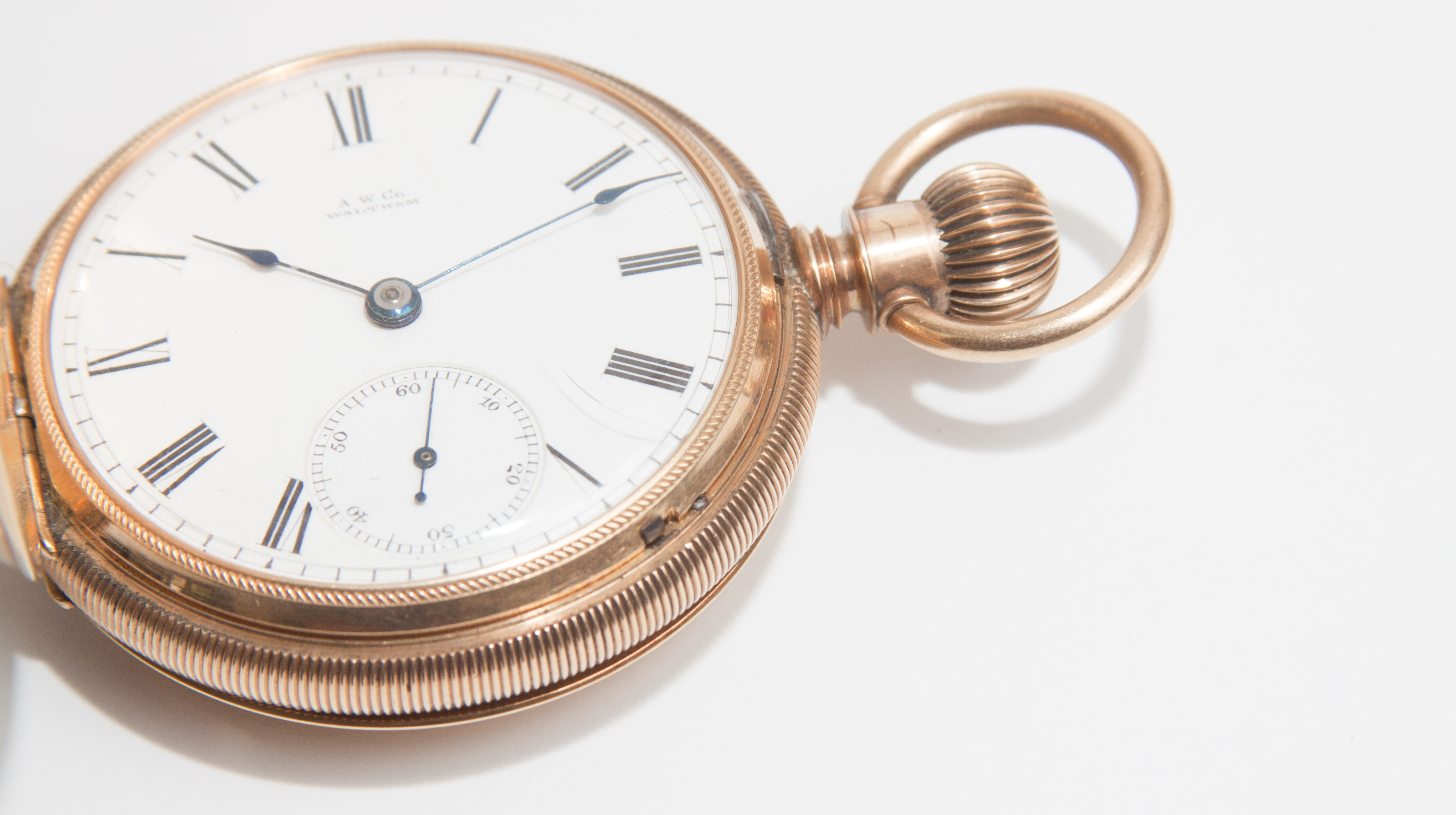 A.W. Co Waltham Gold Plated Pocket Watch with Fob