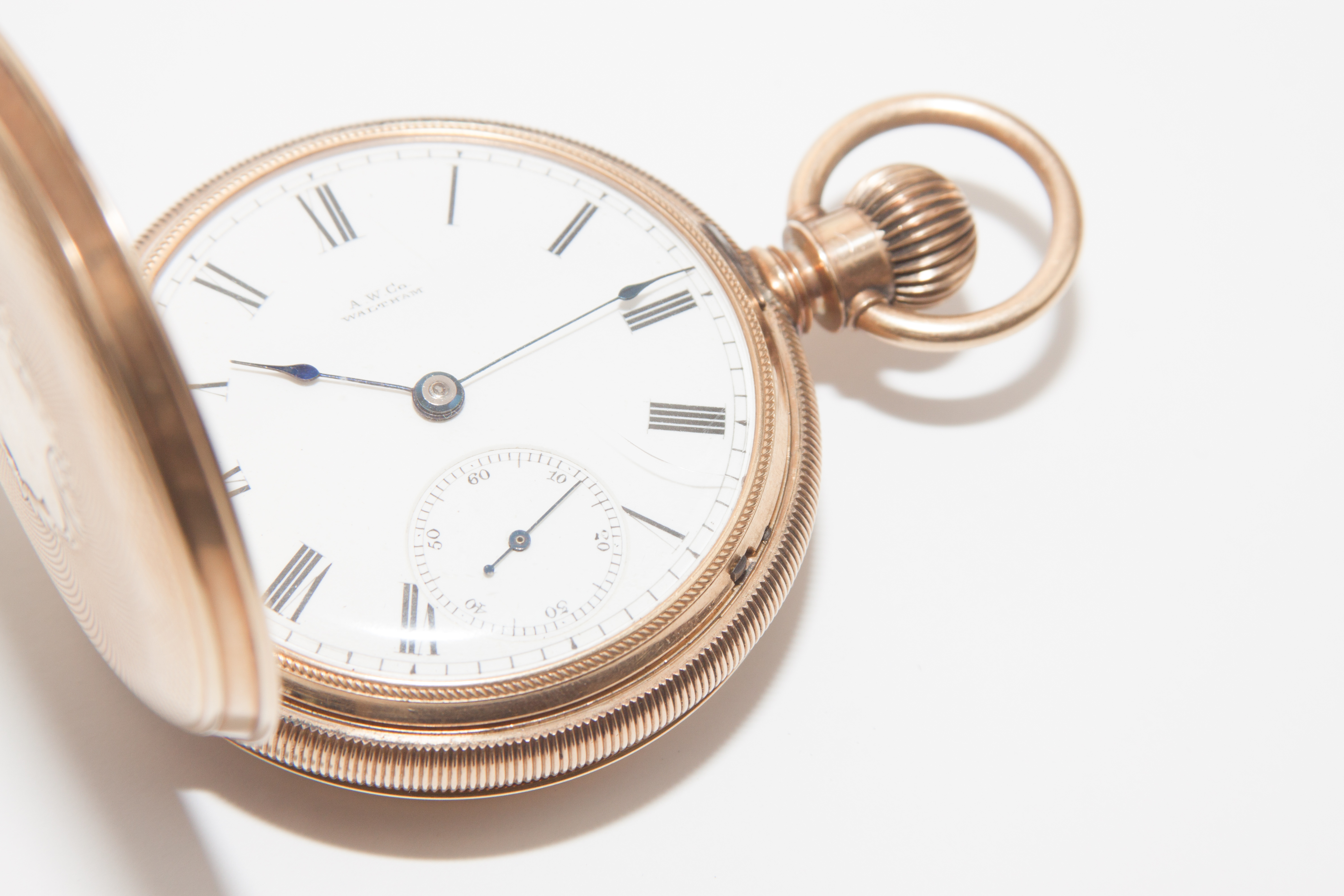 A.W. Co Waltham Gold Plated Pocket Watch with Fob