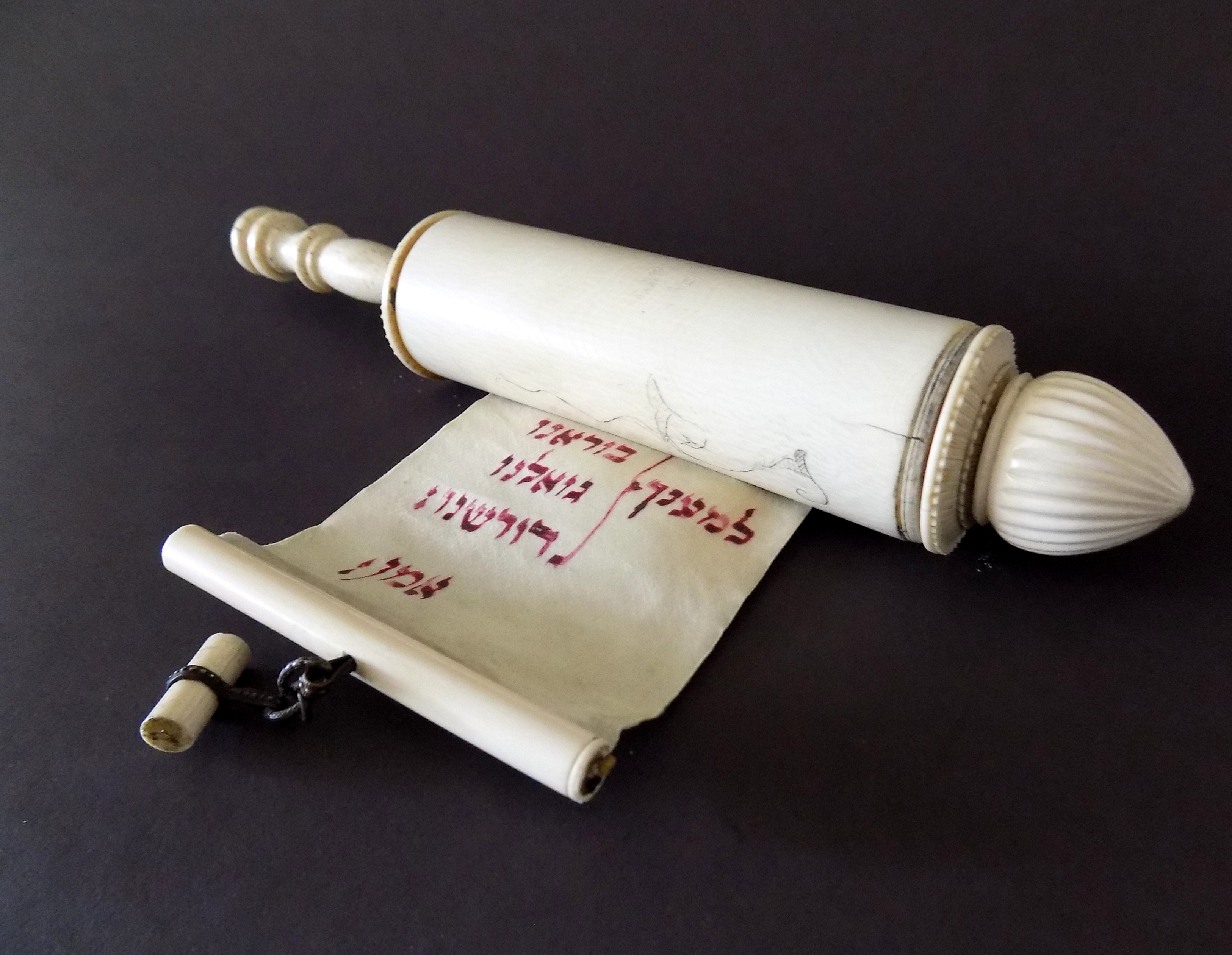 19th Century European Hand Scroll of Carved Ivory and Bone