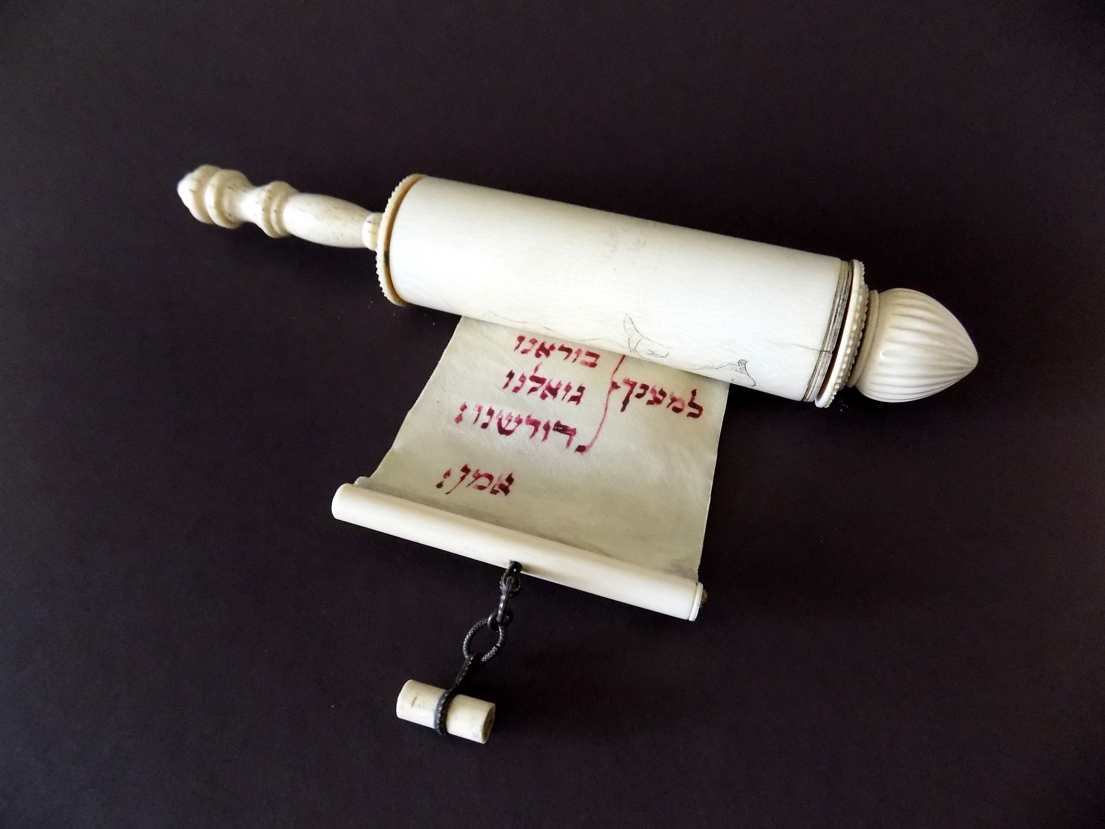 19th Century European Hand Scroll of Carved Ivory and Bone