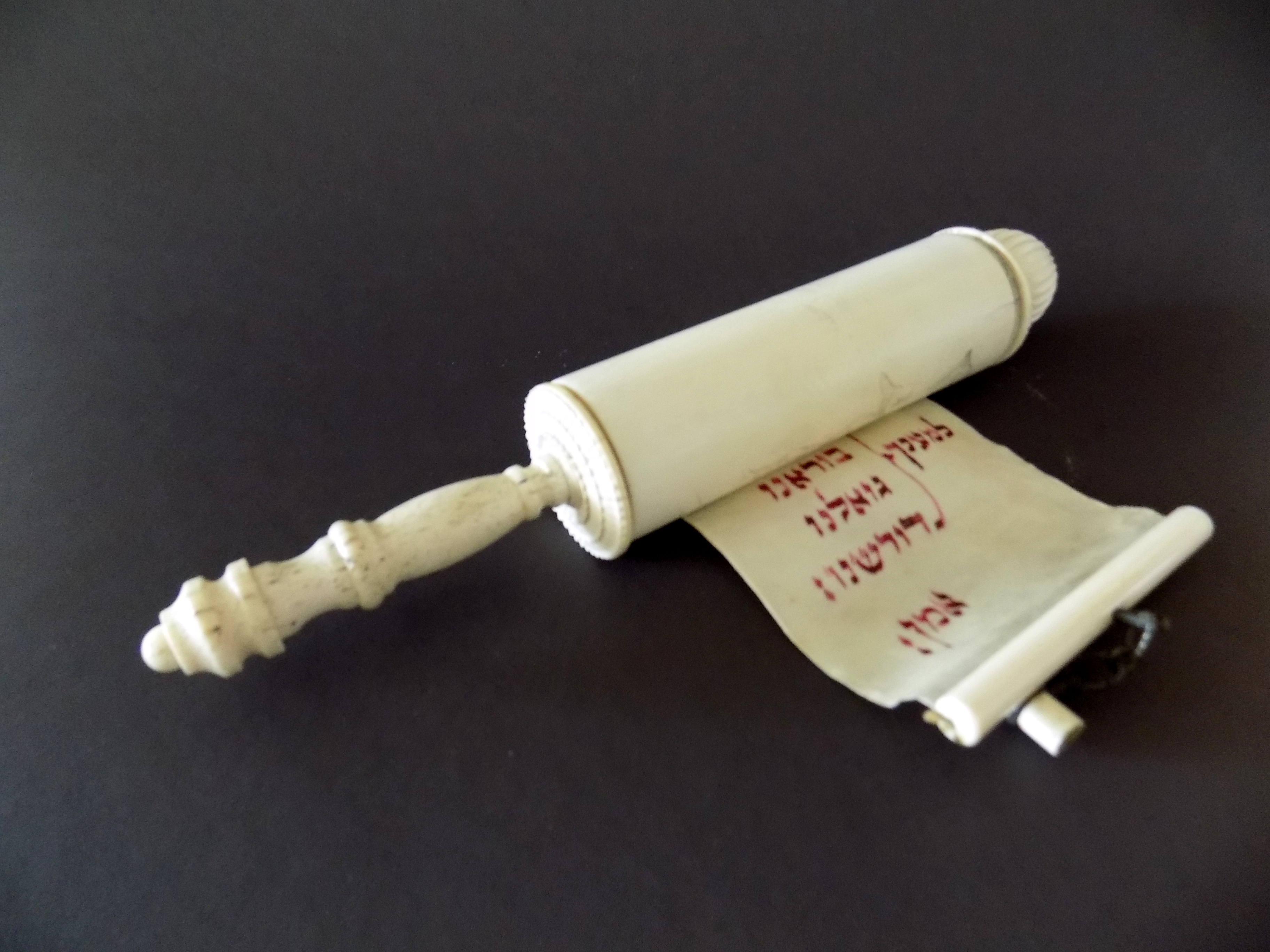 19th Century European Hand Scroll of Carved Ivory and Bone