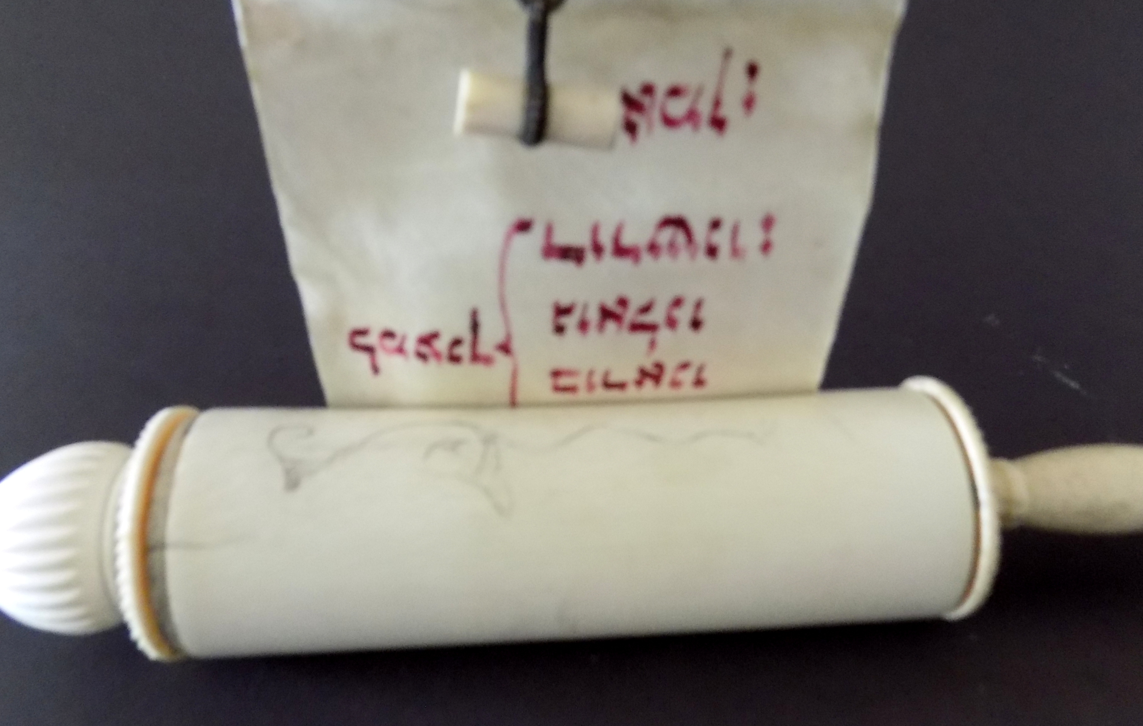 19th Century European Hand Scroll of Carved Ivory and Bone