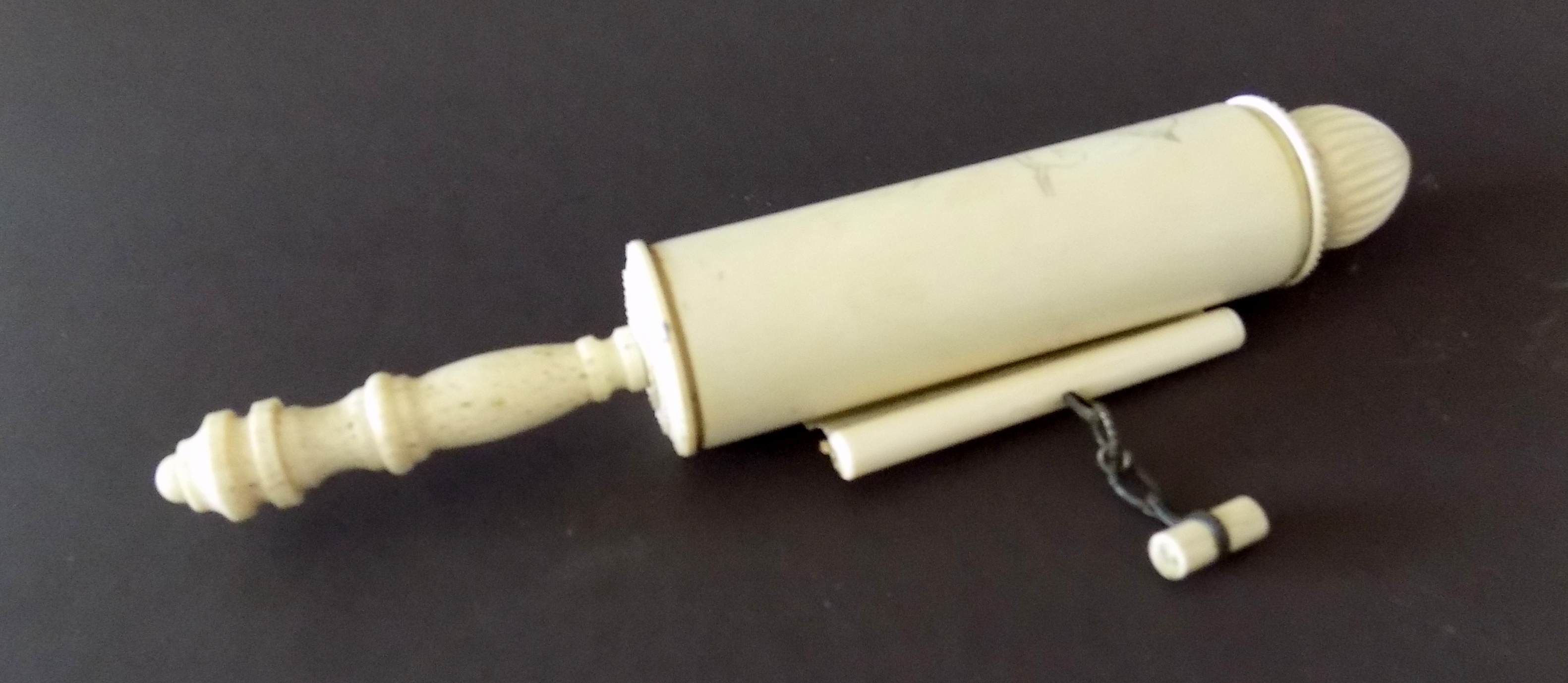 19th Century European Hand Scroll of Carved Ivory and Bone