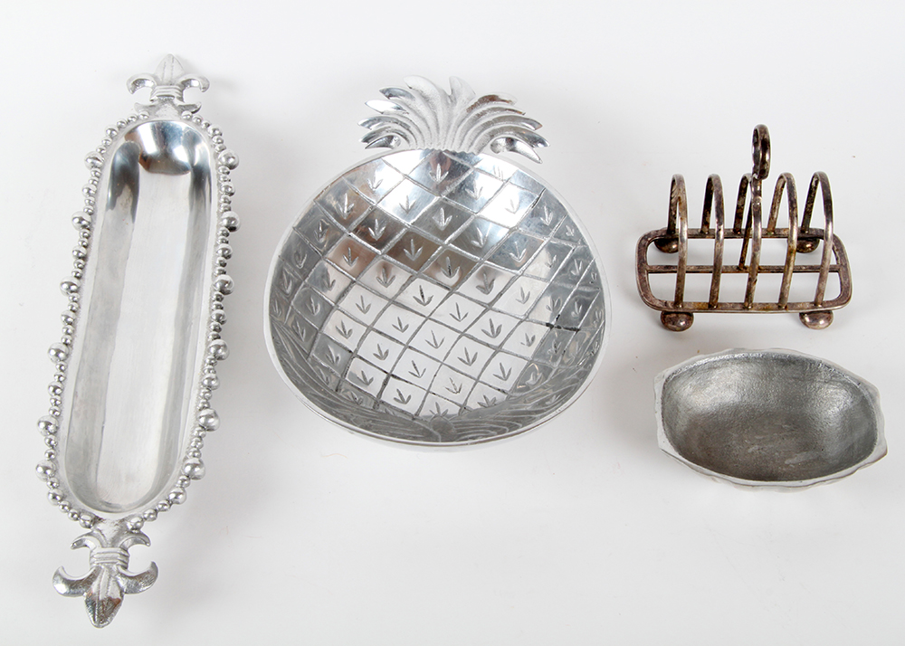 Sheffield Silver Plate Toast Rack and Silver Tone Pieces