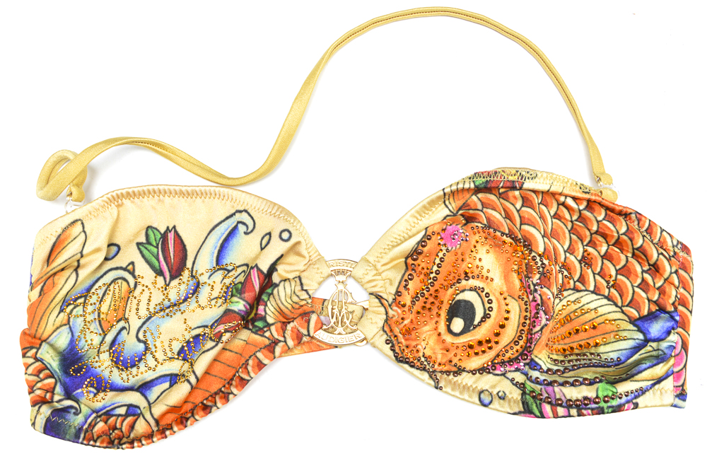 Christian Audigier Designer Koi Fish Embellished Bikini