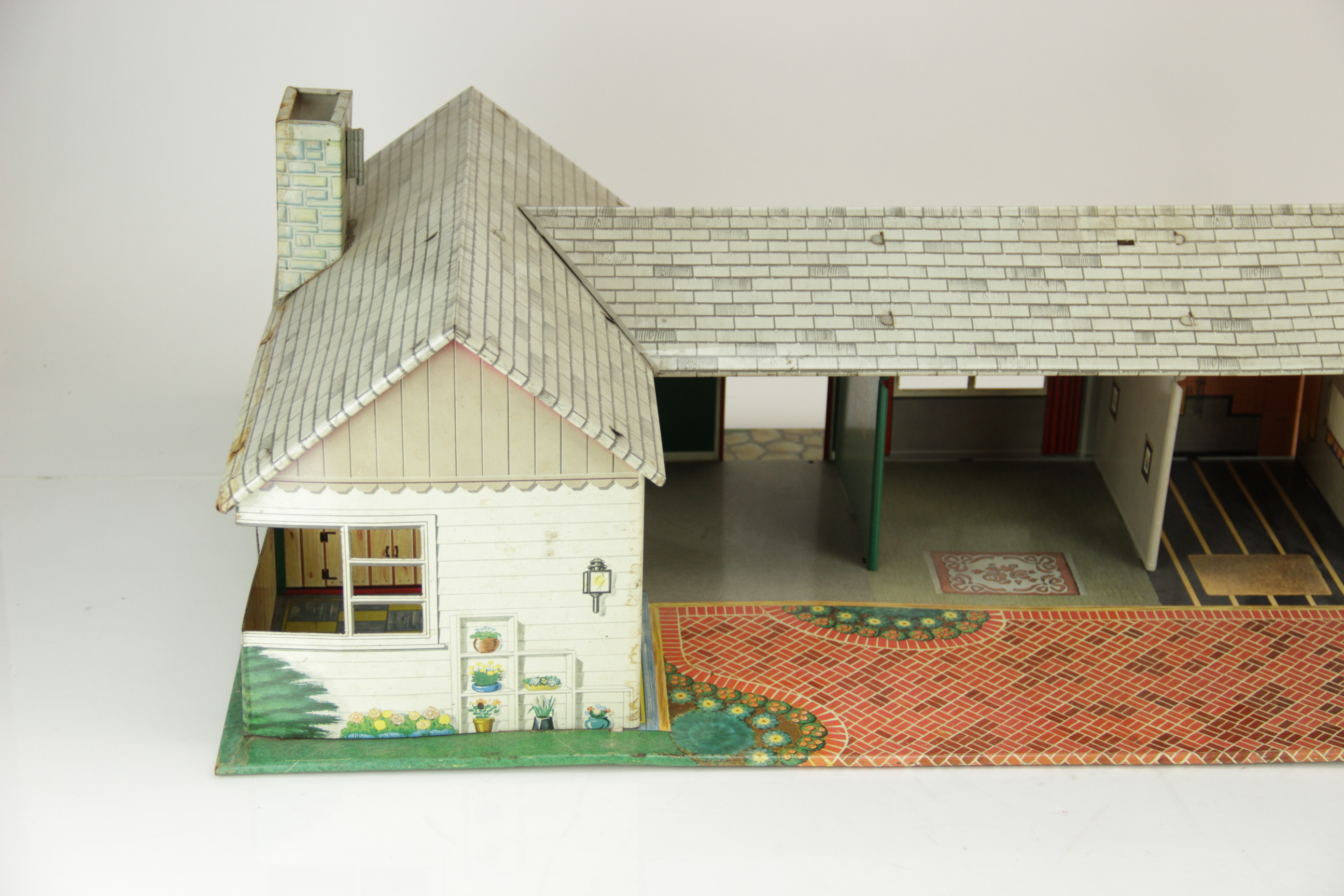Vintage Louis Marx Tin Ranch-Style Dollhouse
