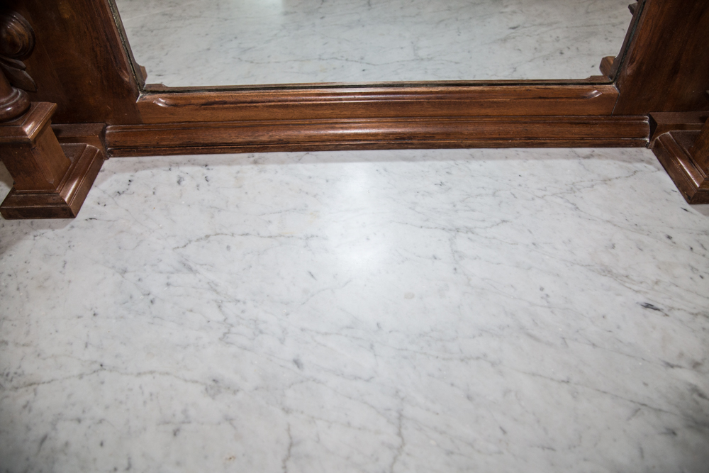 Victorian Marble Topped Walnut Dresser with Mirror
