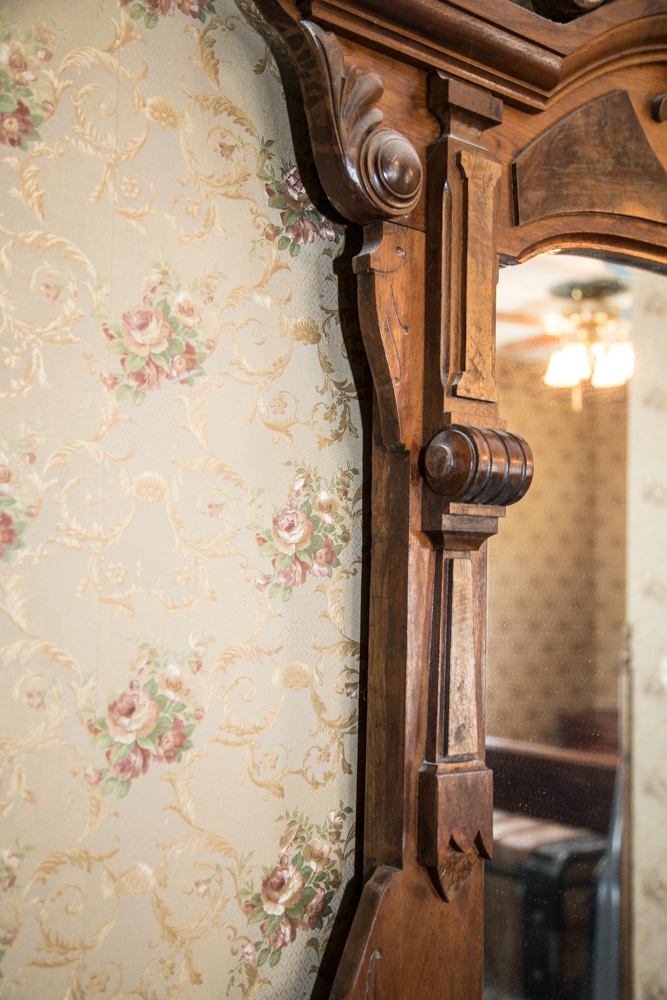 Victorian Marble Topped Walnut Dresser with Mirror